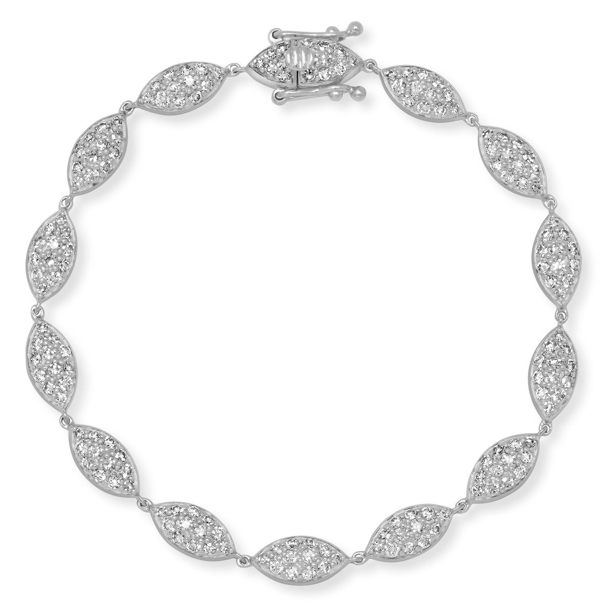 14K White Gold Diamond Evil Eye Bracelet