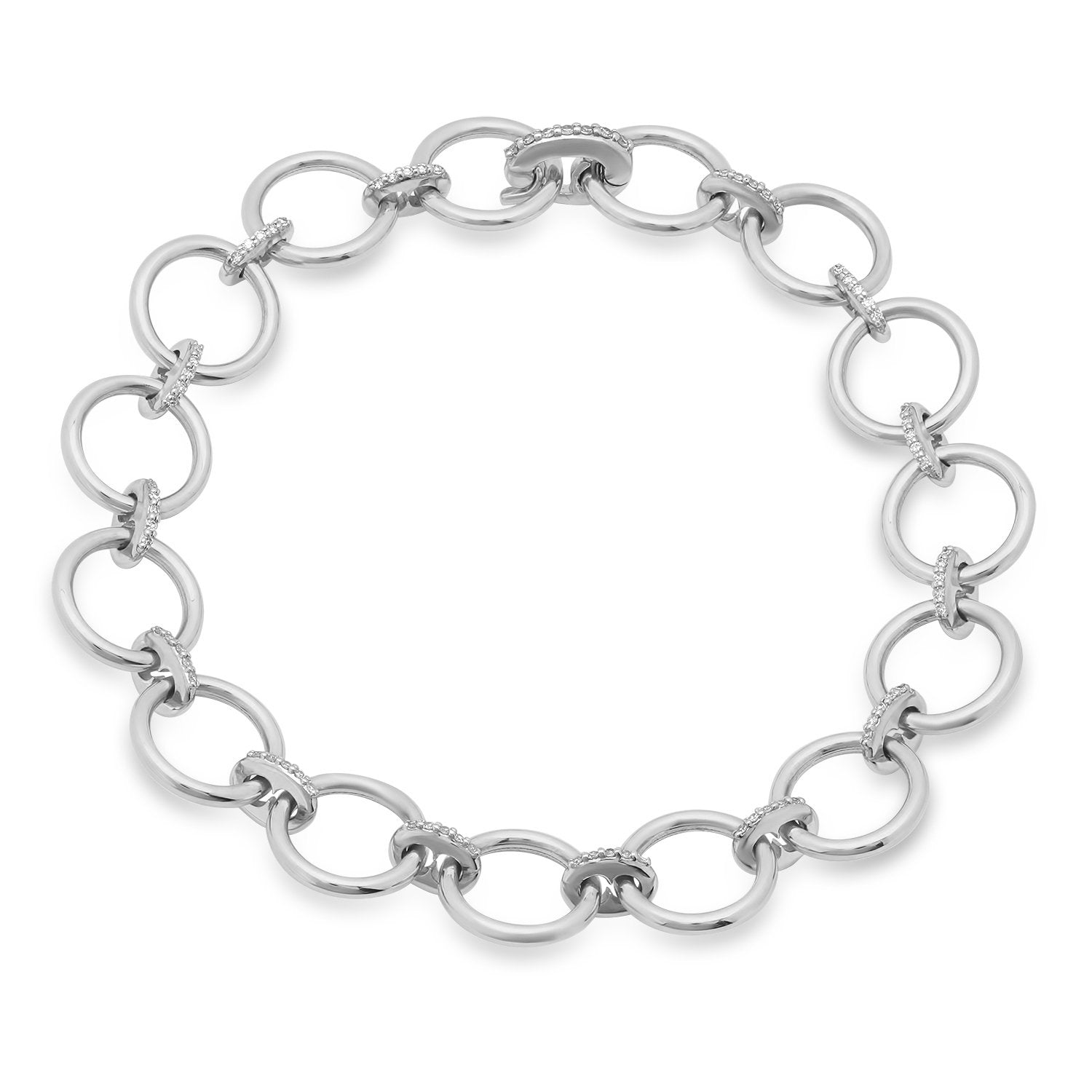 14K White Gold Diamond Loop Bracelet