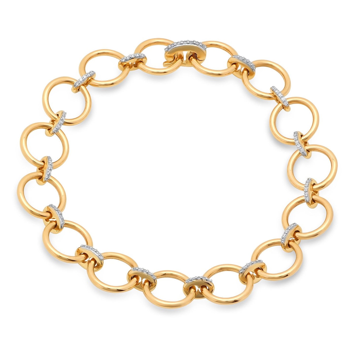 14K Yellow Gold Diamond Loop Bracelet with Diamond Links