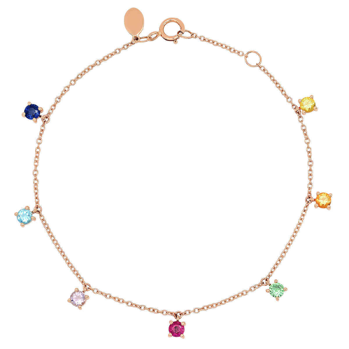 14K Rose Gold Rainbow Charm Bracelet