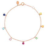 14K Rose Gold Rainbow Charm Bracelet