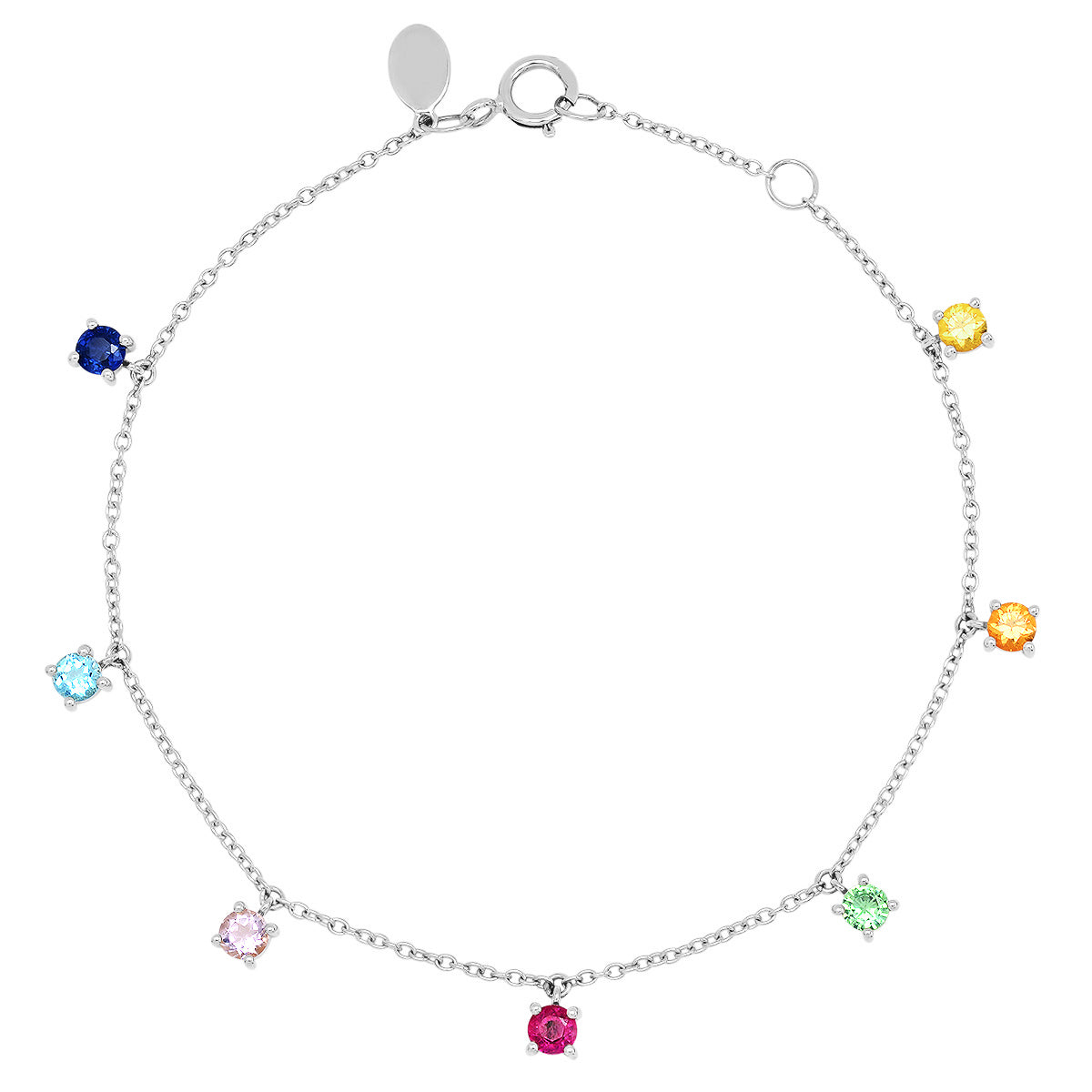 14K White Gold Rainbow Charm Bracelet