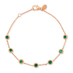 14K Rose Gold Emerald Bezel Set Bracelet