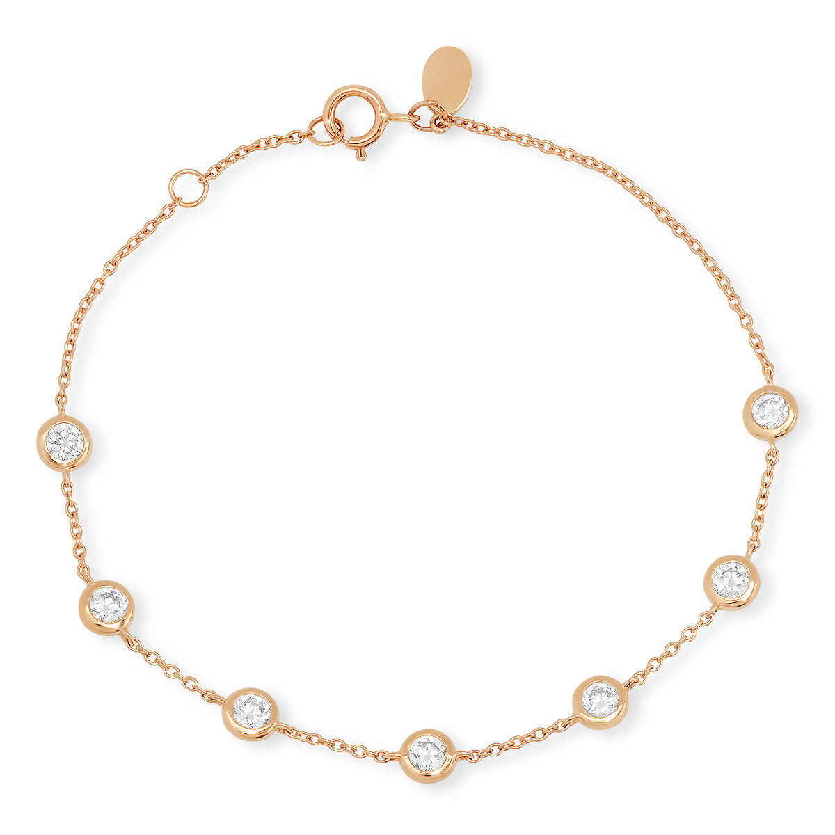 14K Rose Gold Diamond Bezel Set Bracelet