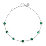 14K White Gold Emerald Bezel Set Bracelet