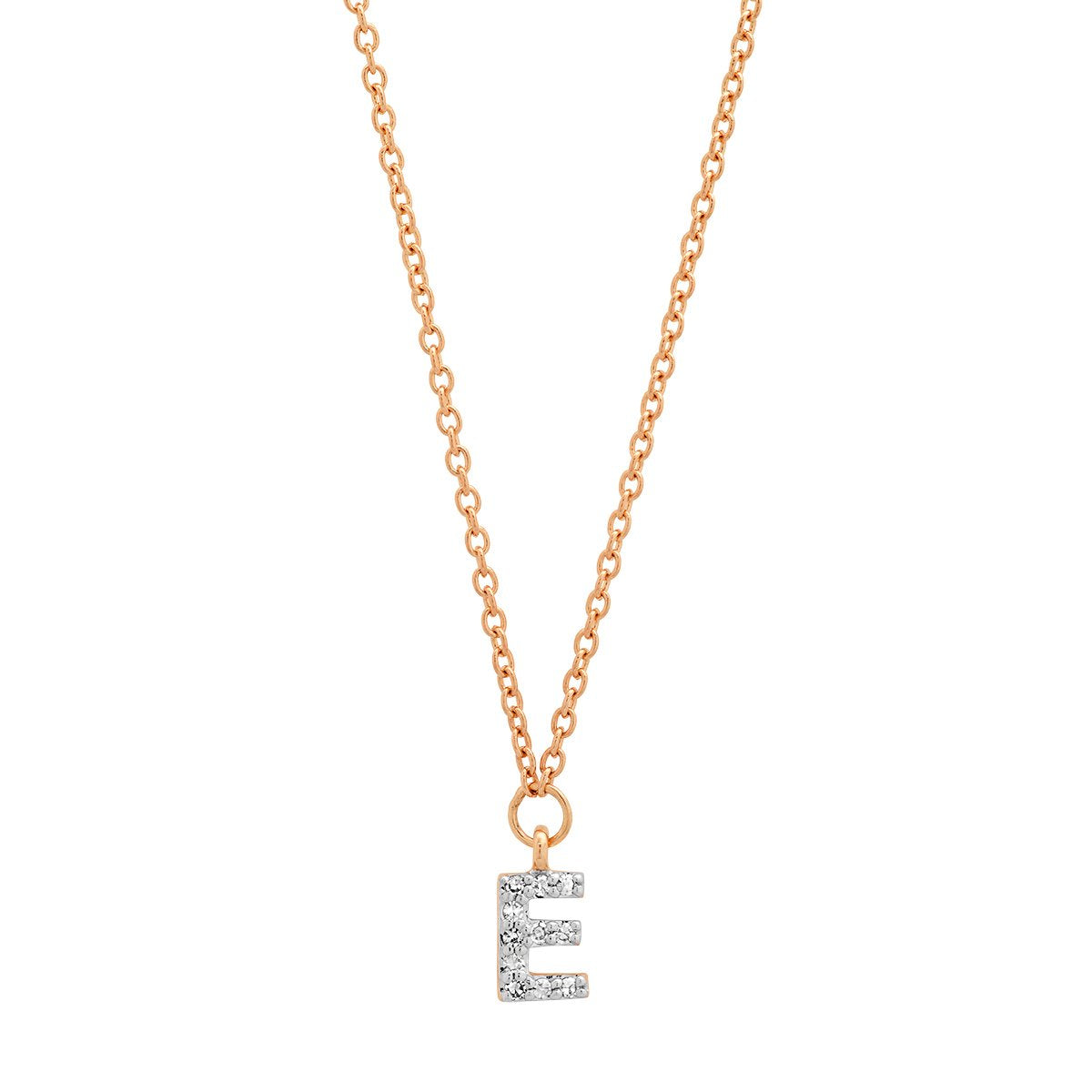 14K Rose Gold Diamond Mini Initial Necklace