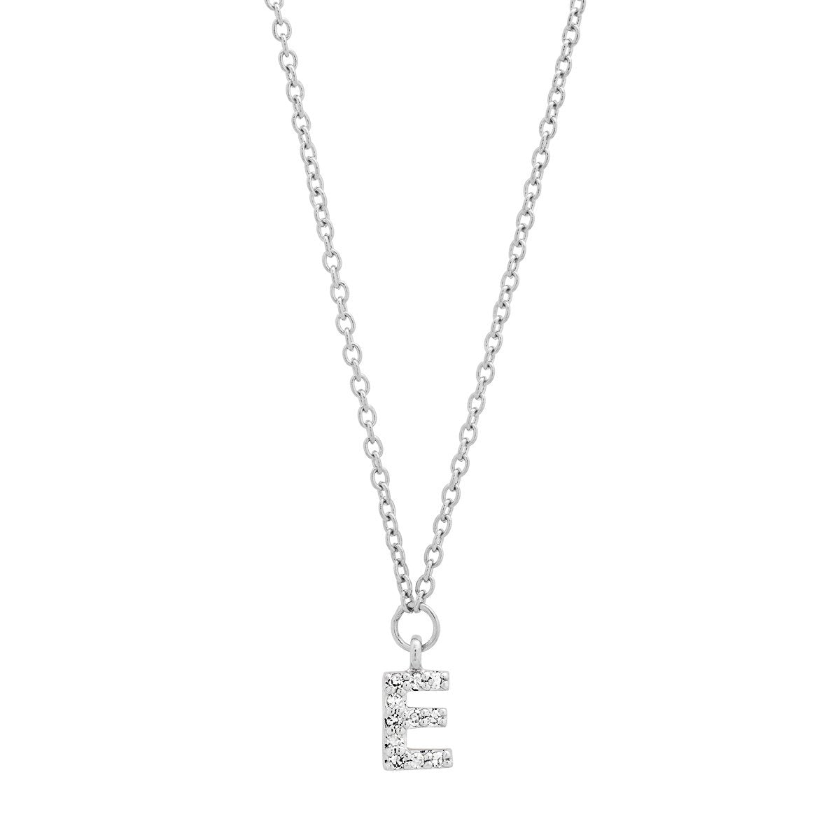 14K White Gold Diamond Mini Initial Necklace