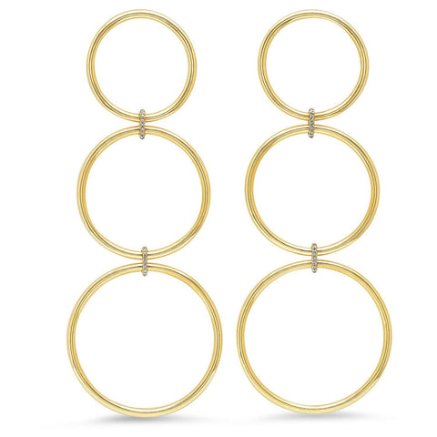 14K Yellow Gold Triple Loop Earrings