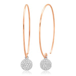 14K Rose Gold Diamond Disco Ball Wire Earrings