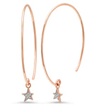 14K Rose Gold Diamond Star Charm Earrings