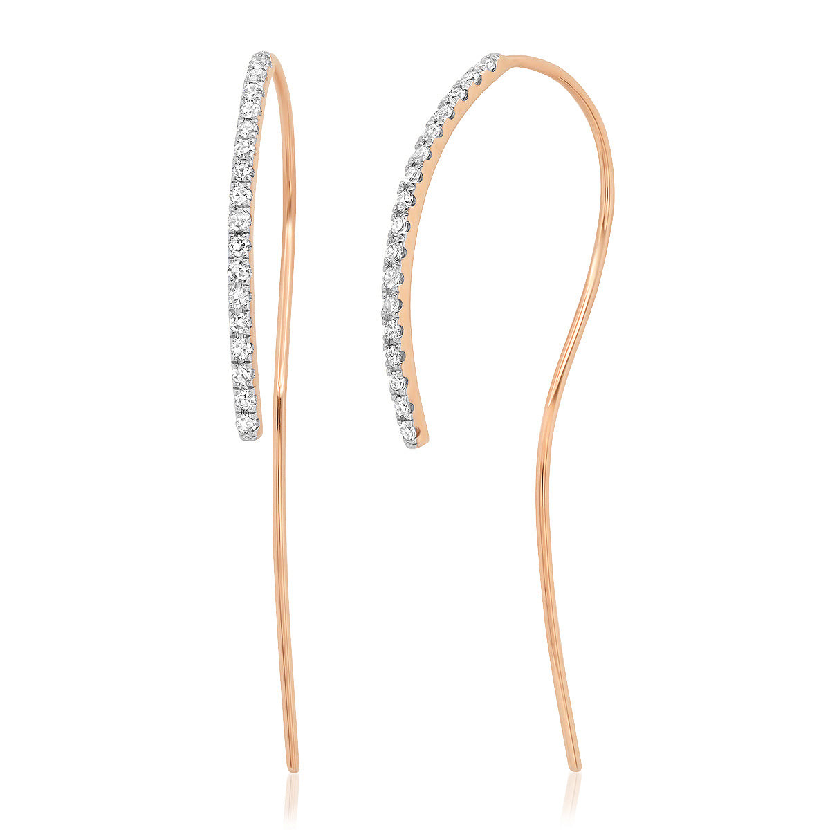 14K Rose Gold Diamond Hook Earrings