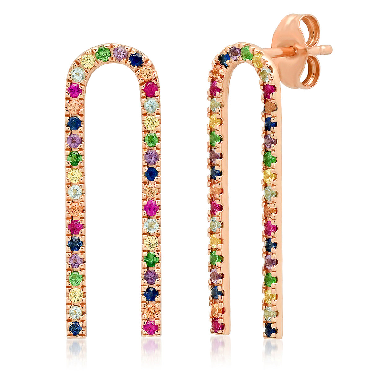 14K Rose Gold Multi Colored Magnet Earrings