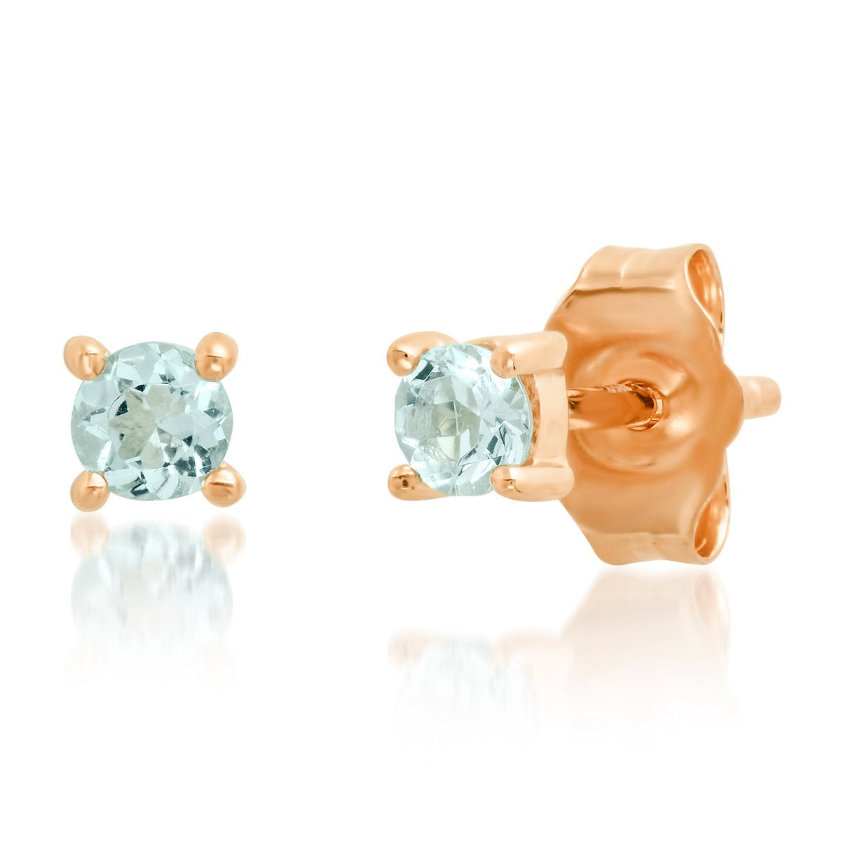 14K Rose Gold Aquamarine Studs