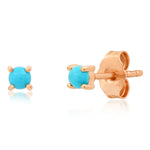 14K Rose Gold Turquoise Studs