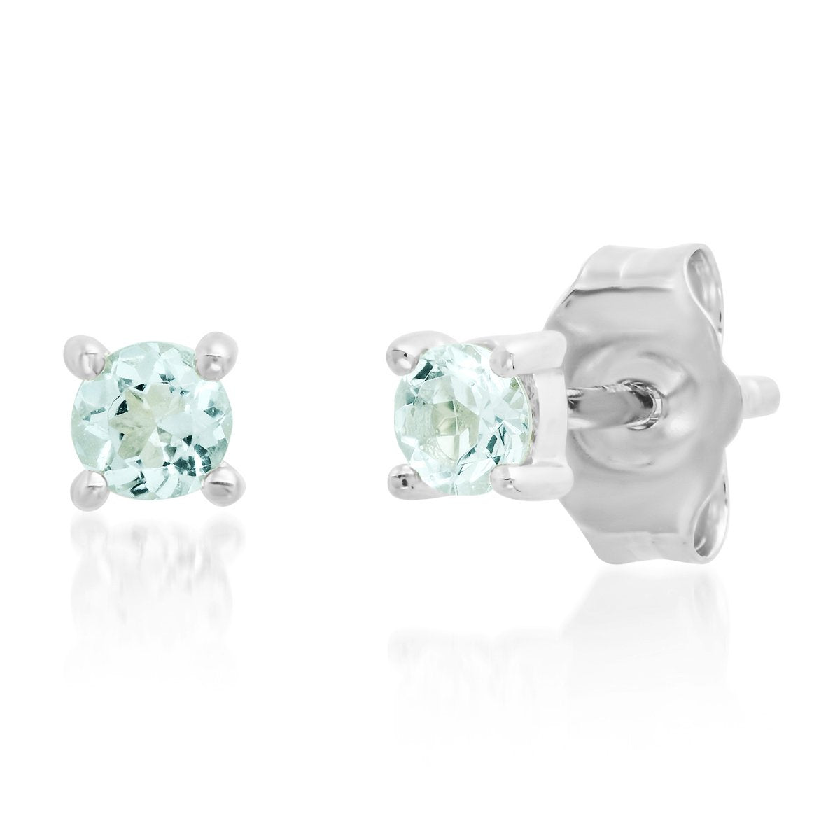 14K White Gold Aquamarine Studs