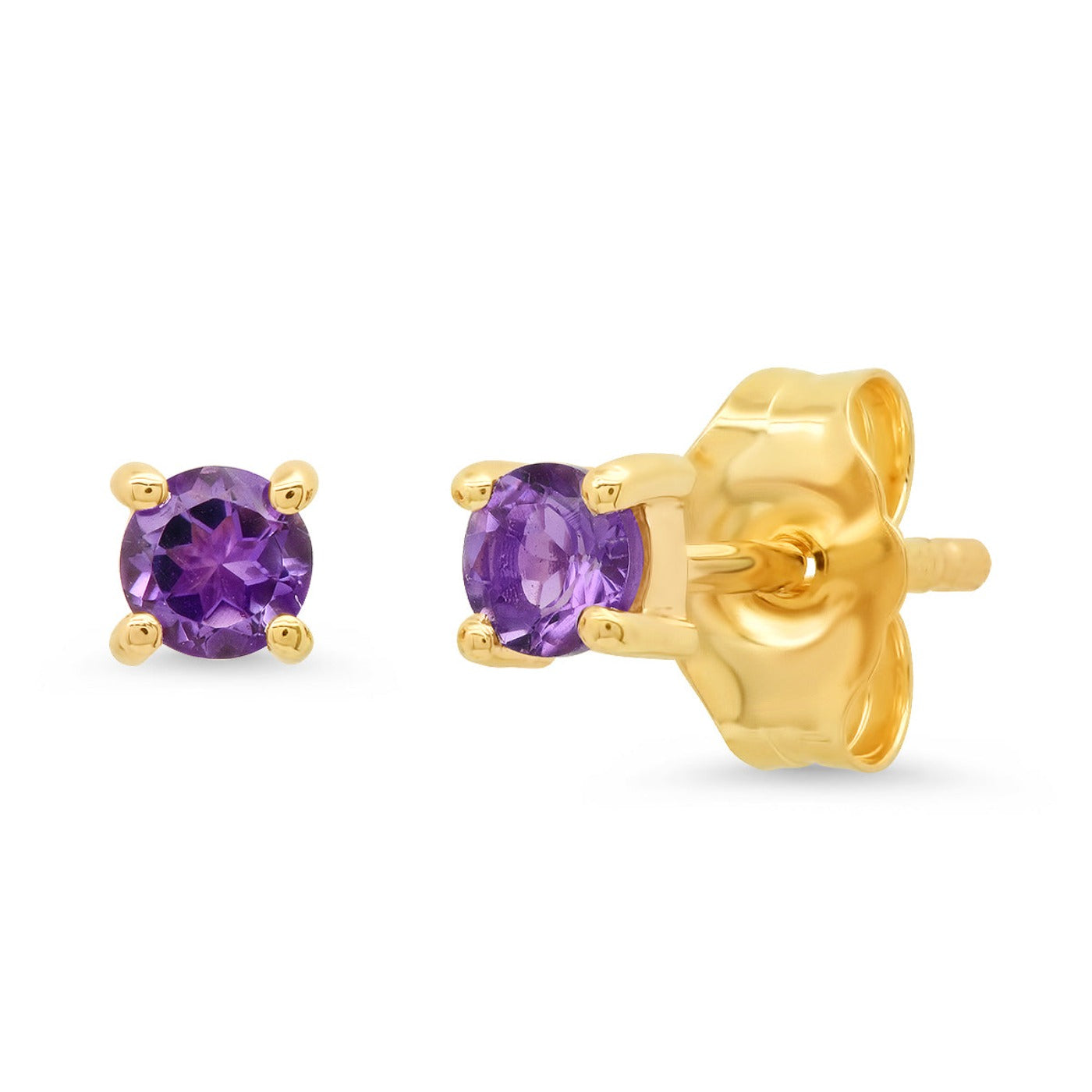 14K Yellow Gold Amethyst Studs