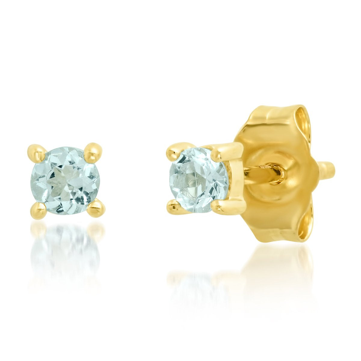 14K Yellow Gold Aquamarine Studs