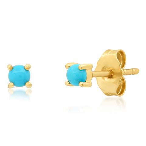 14K Yellow Gold Turquoise Studs