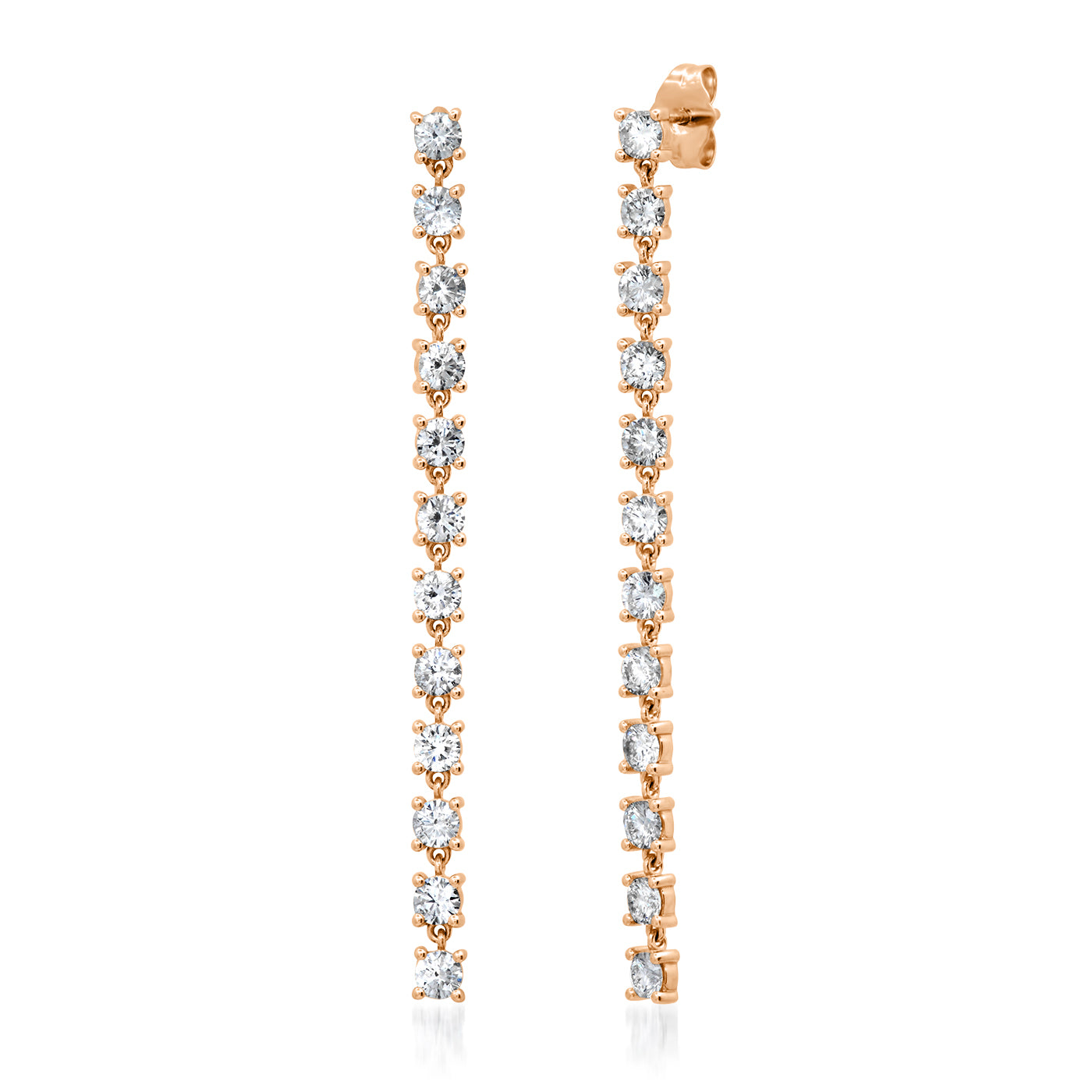 14K Rose Gold Diamond Link Earrings