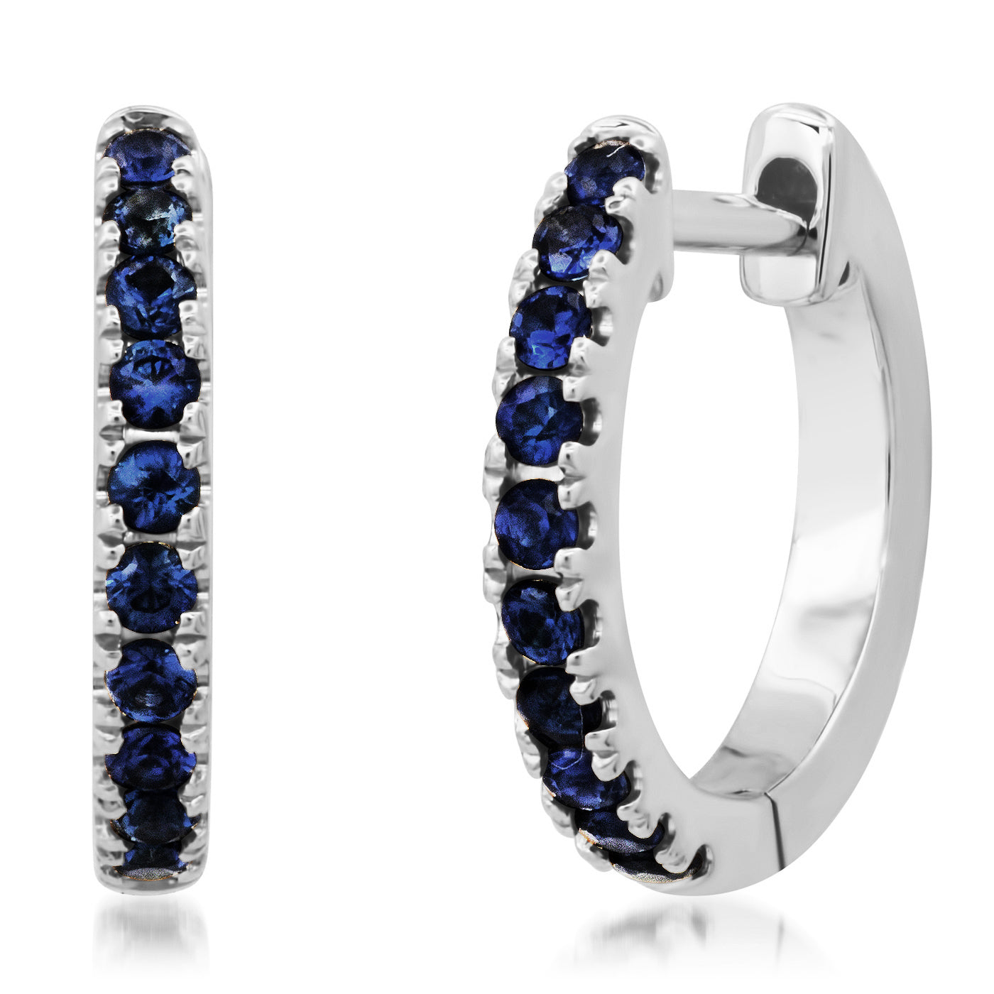 14K White Gold Standard Blue Sapphire Huggies