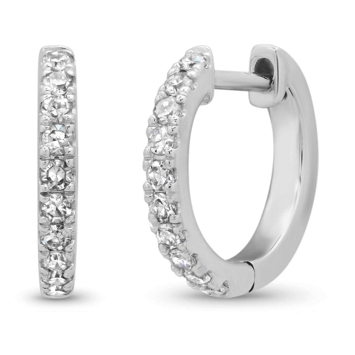 14K White Gold Standard Diamond Huggies