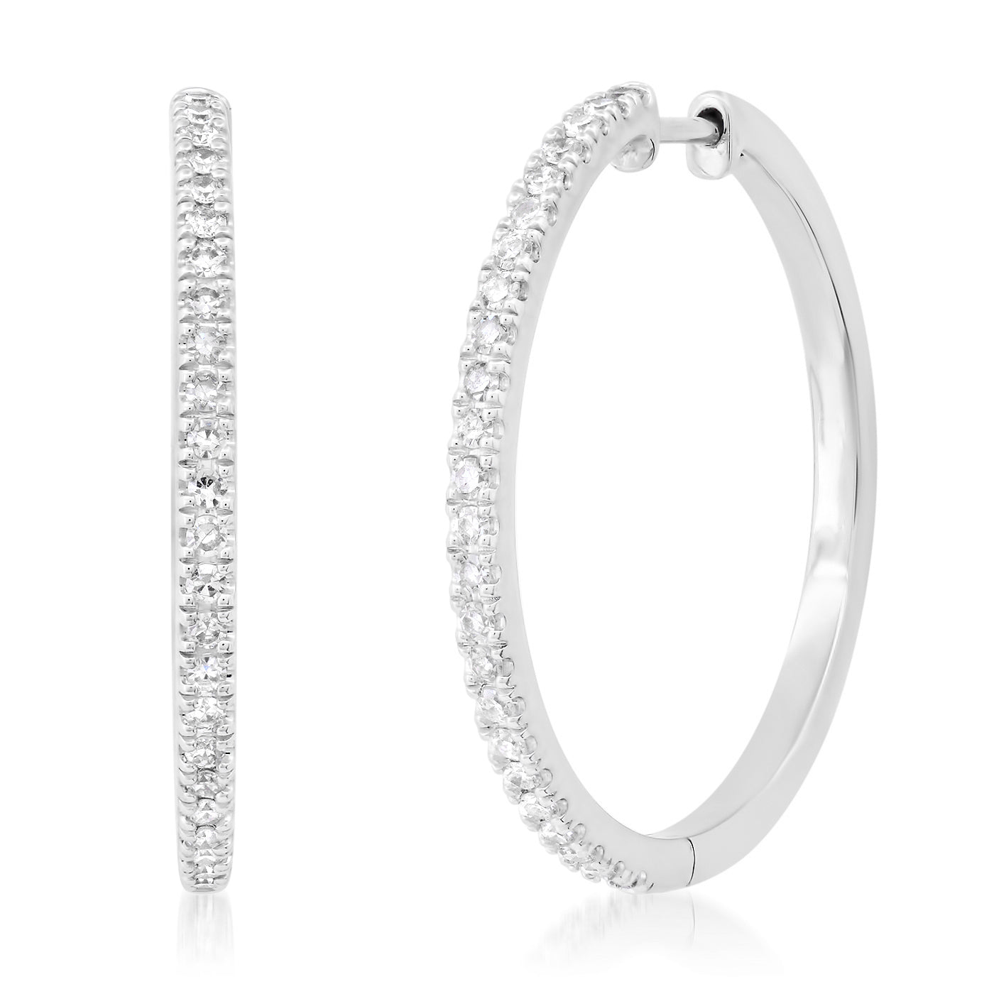 14K White Gold Essential Diamond Hoops