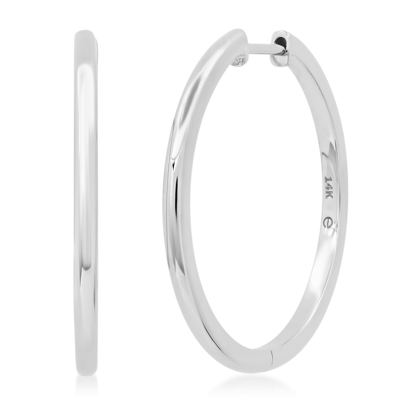 14K White Gold Essential 1" Solid Gold Hoops
