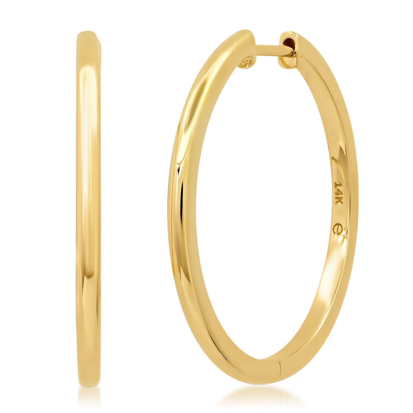 14K Yellow Gold Essential 1" Solid Gold Hoops
