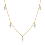 14K Yellow Gold Diamond Marquise Sun Ray Necklace