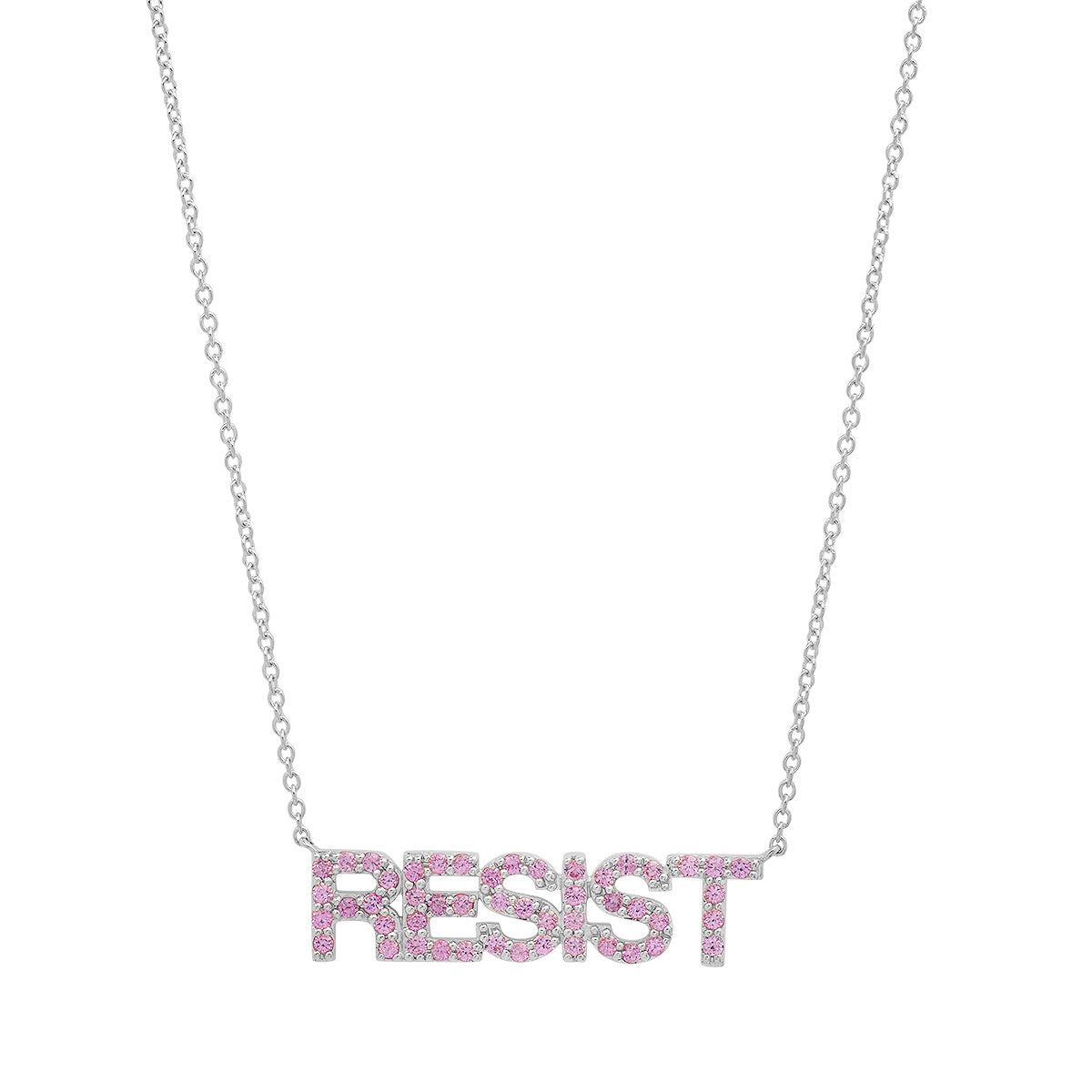 14K White Gold Pink Sapphire Resist Necklace
