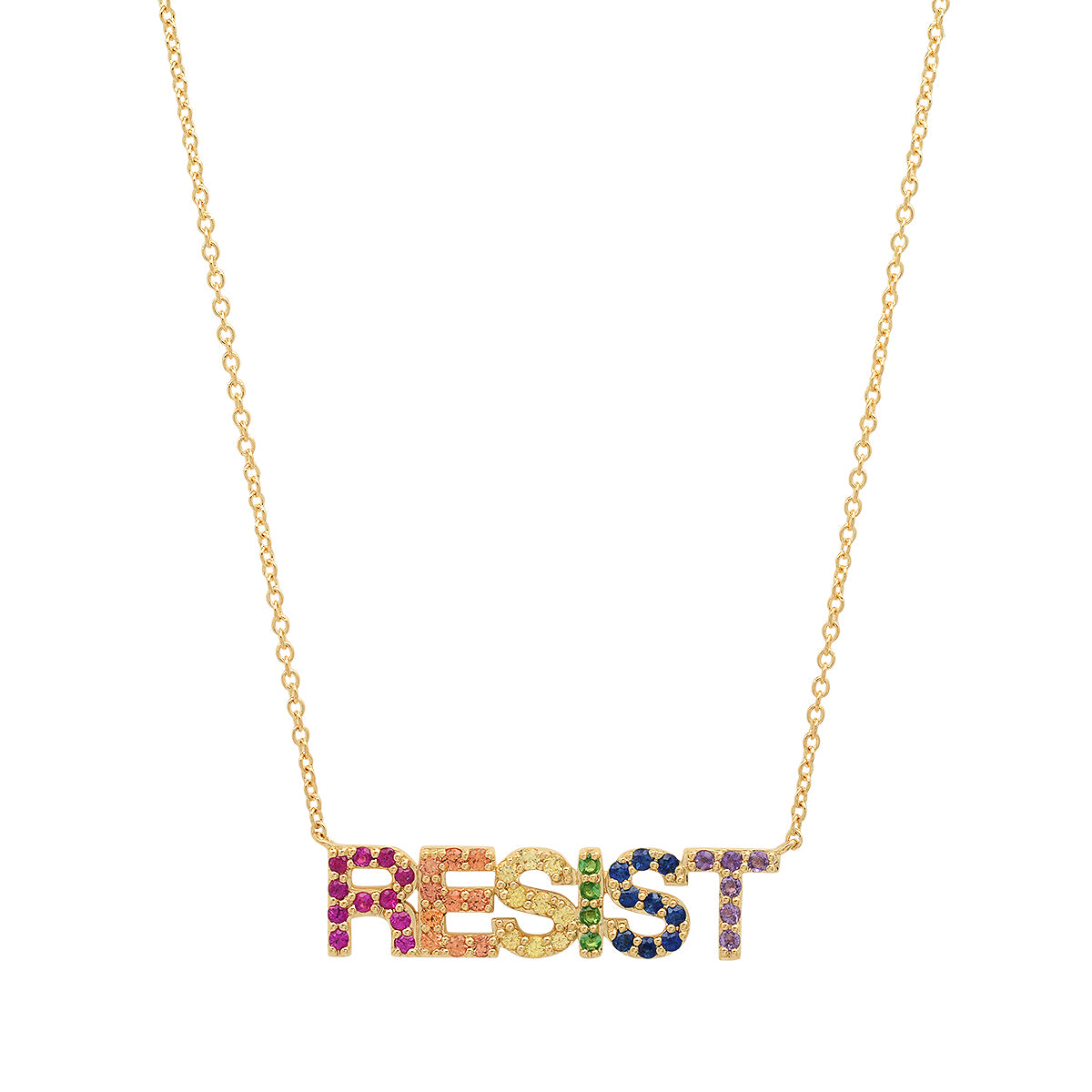 14K Yellow Gold Rainbow Pride Necklace