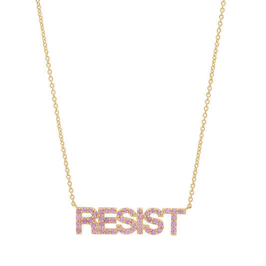 14K Yellow Gold Pink Sapphire Resist Necklace