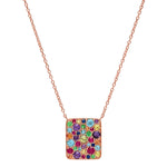 14K Rose Gold Multi Colored Cluster Necklace
