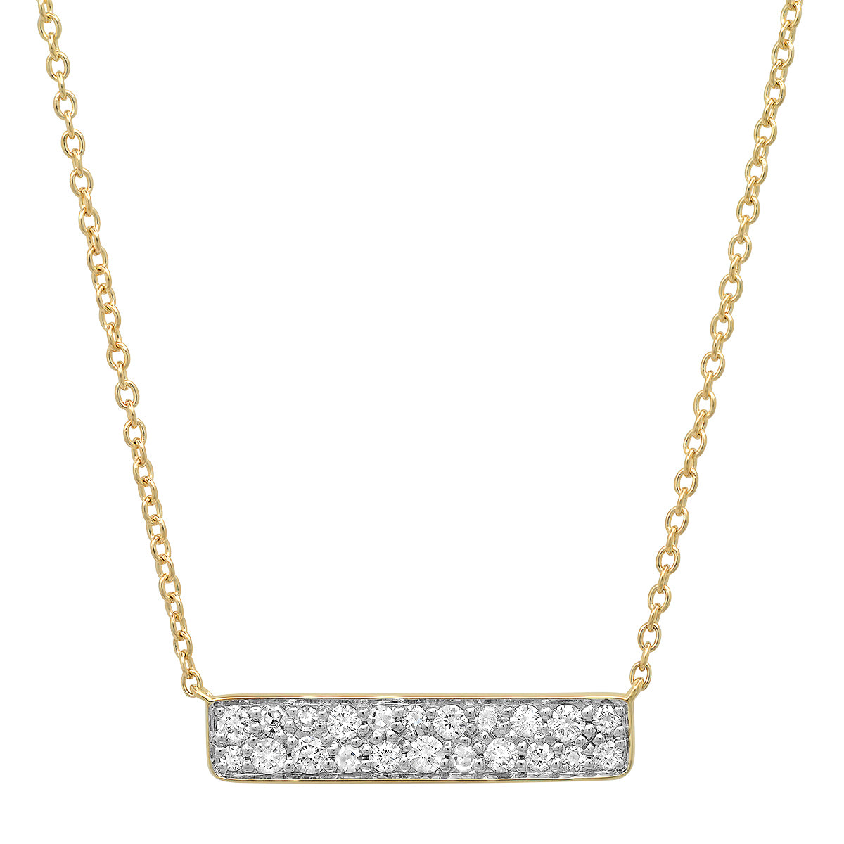 14K Yellow Gold Diamond Staple Necklace