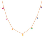 14K Rose Gold Rainbow Charm Necklace 