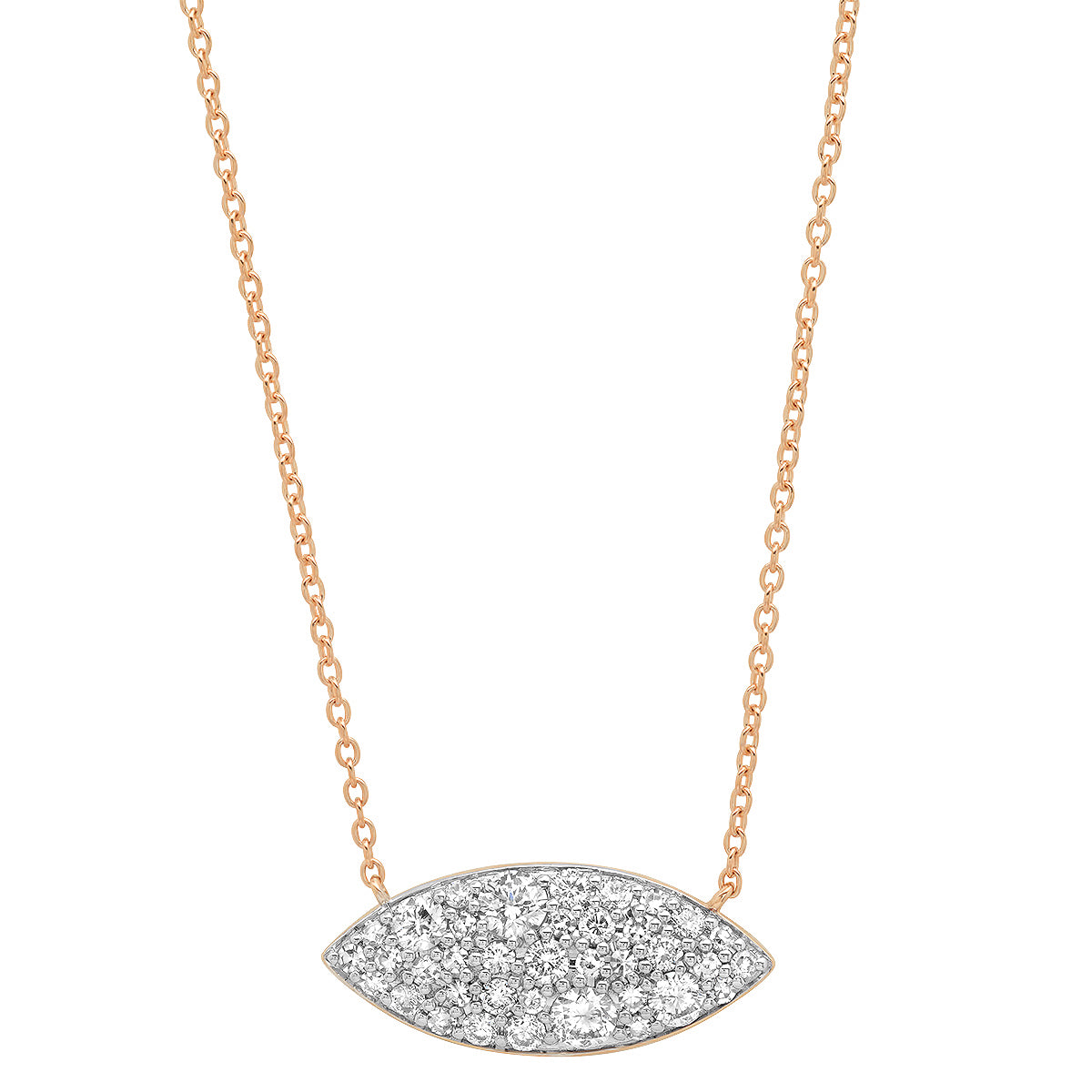 14K Rose Gold Diamond Evil Eye Necklace