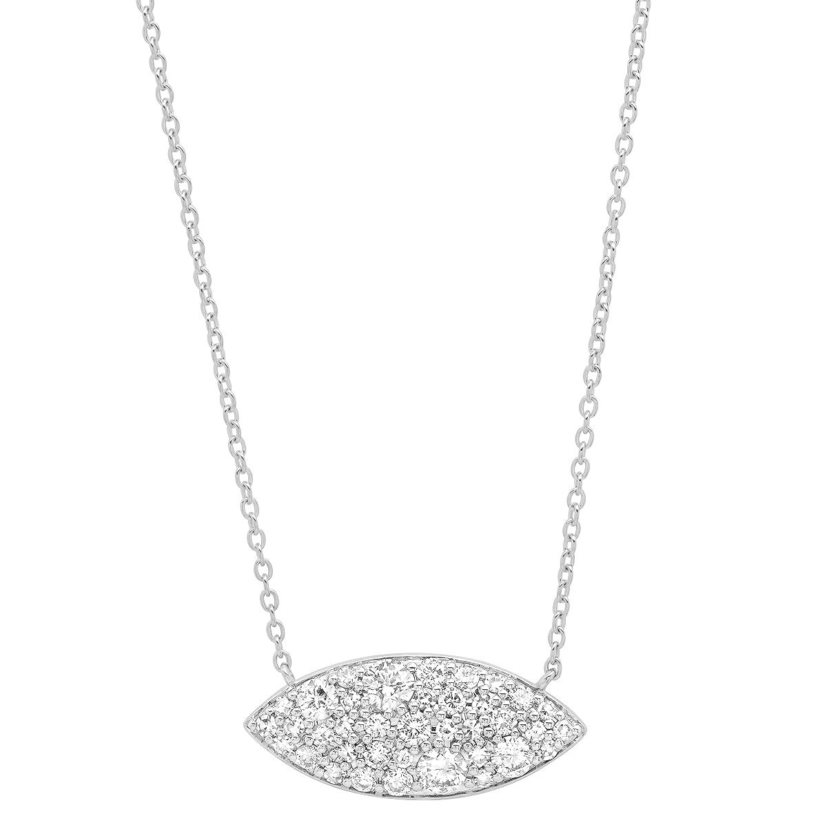 14K White Gold Diamond Evil Eye Necklace