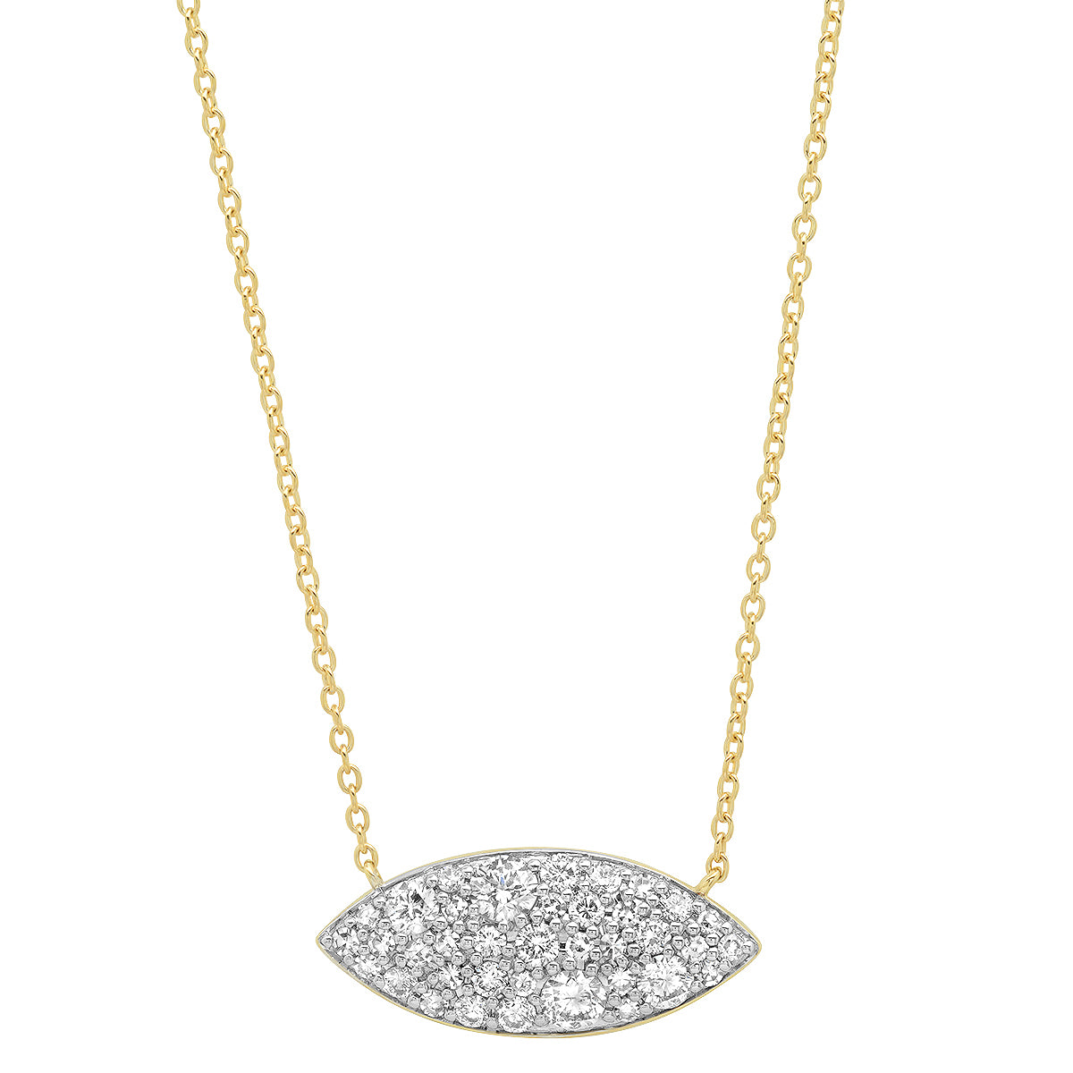 14K Yellow Gold Diamond Evil Eye Necklace