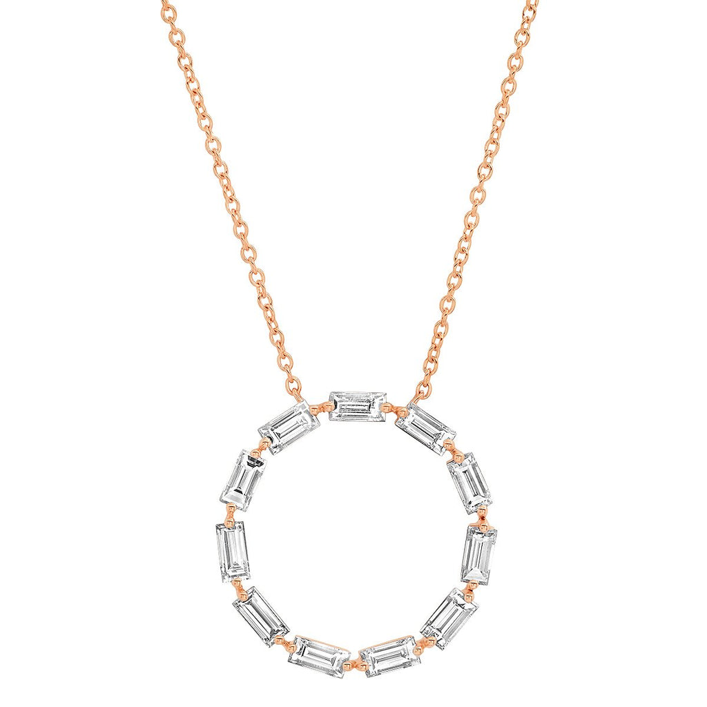 Diamond Baguette Circle Necklace- Eriness Jewelry