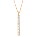14K Rose Gold Diamond Baguette Stick Necklace