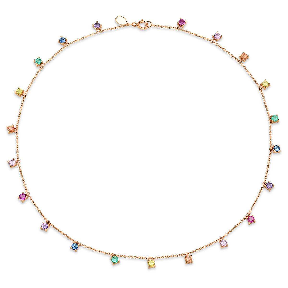 14K Rose Gold Infinite Rainbow Charm Necklace