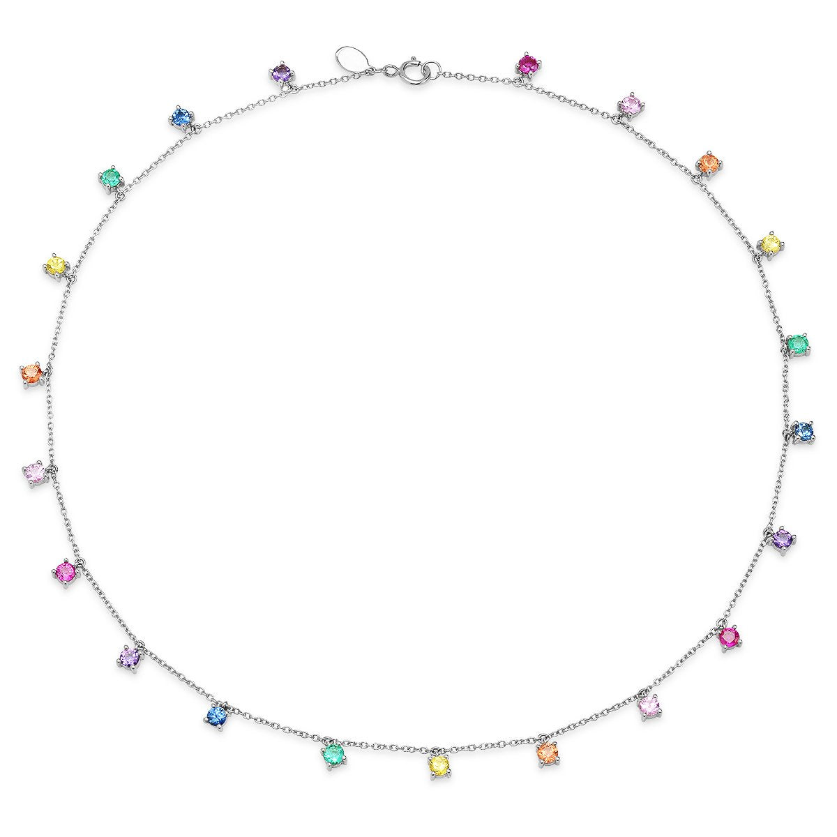 14K White Gold Infinite Rainbow Charm Necklace