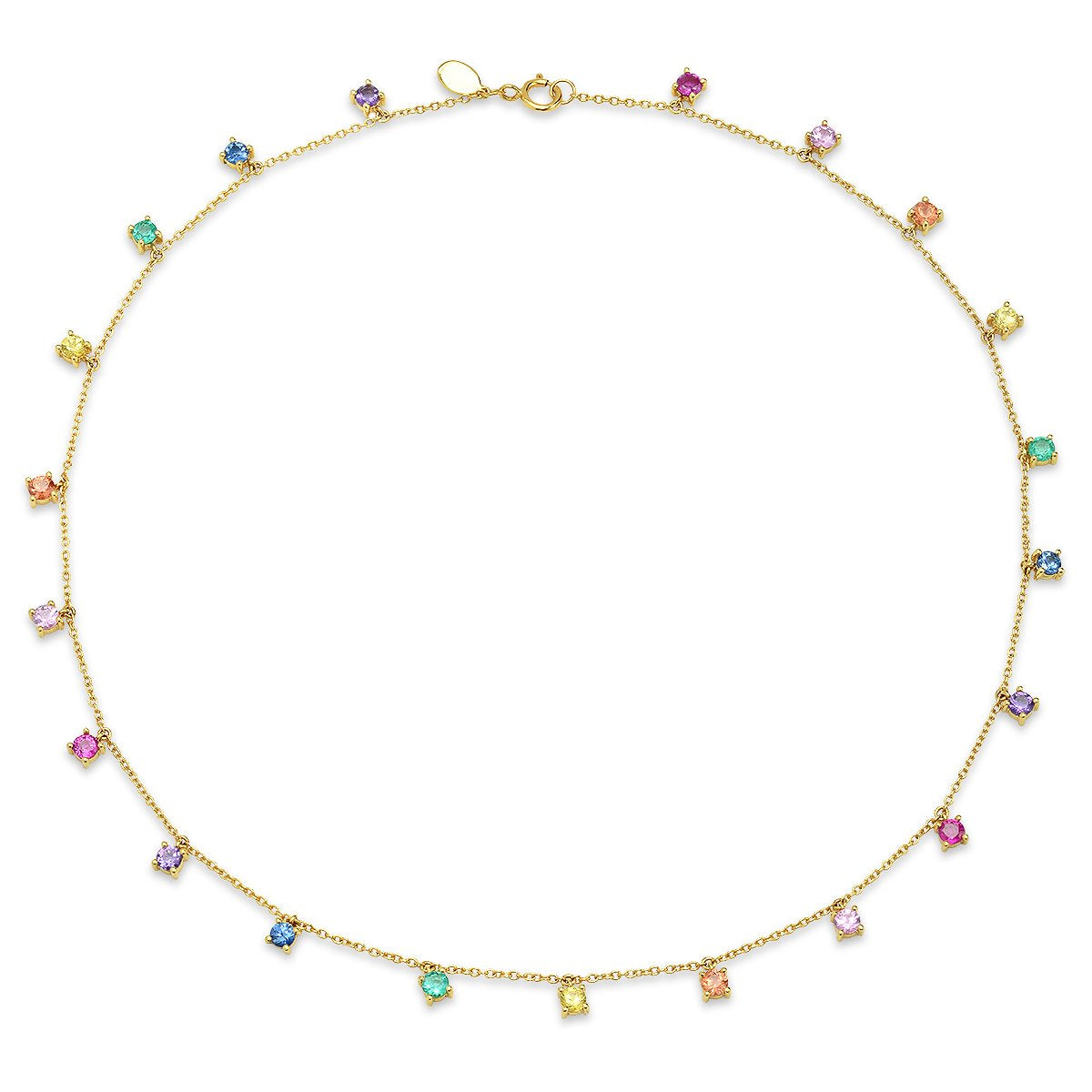 14K Yellow Gold Infinite Rainbow Charm Necklace