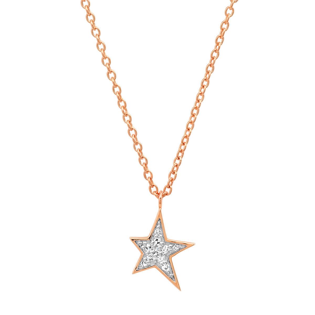 14K Rose Gold Diamond Star Charm Necklace