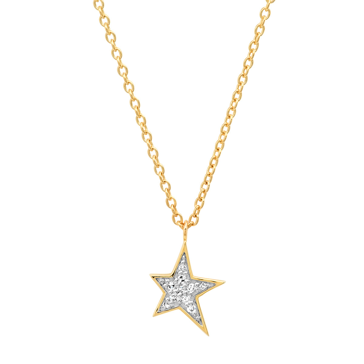 14K Yellow Gold Diamond Star Charm Necklace
