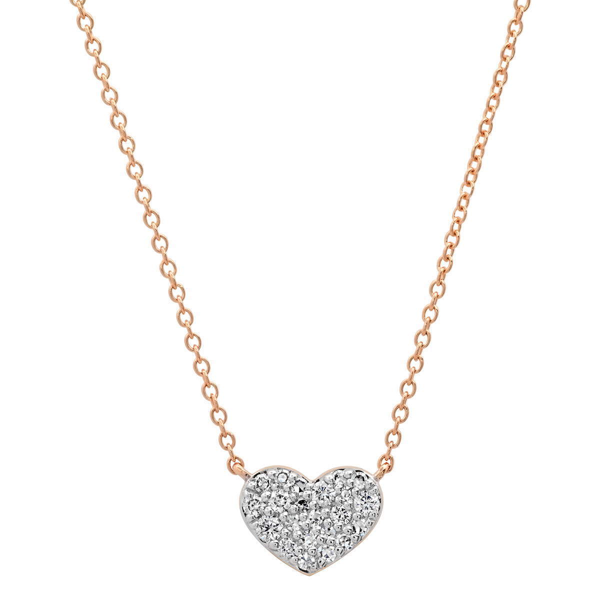 14K Rose Gold Diamond Smushed Heart Necklace