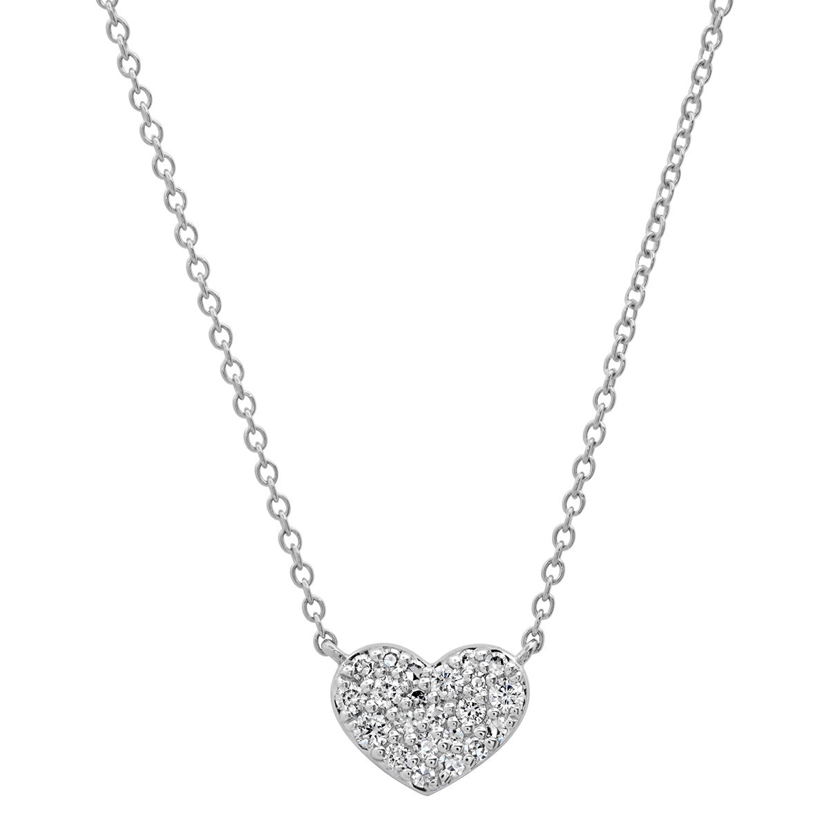 14K White Gold Diamond Smushed Heart Necklace