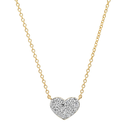 14K Yellow Gold Diamond Smushed Heart Necklace