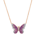14K Rose Gold Purple and Diamond Ombré Butterfly Necklace
