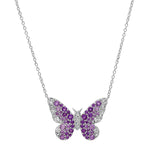 14K White Gold Purple and Diamond Ombré Butterfly Necklace